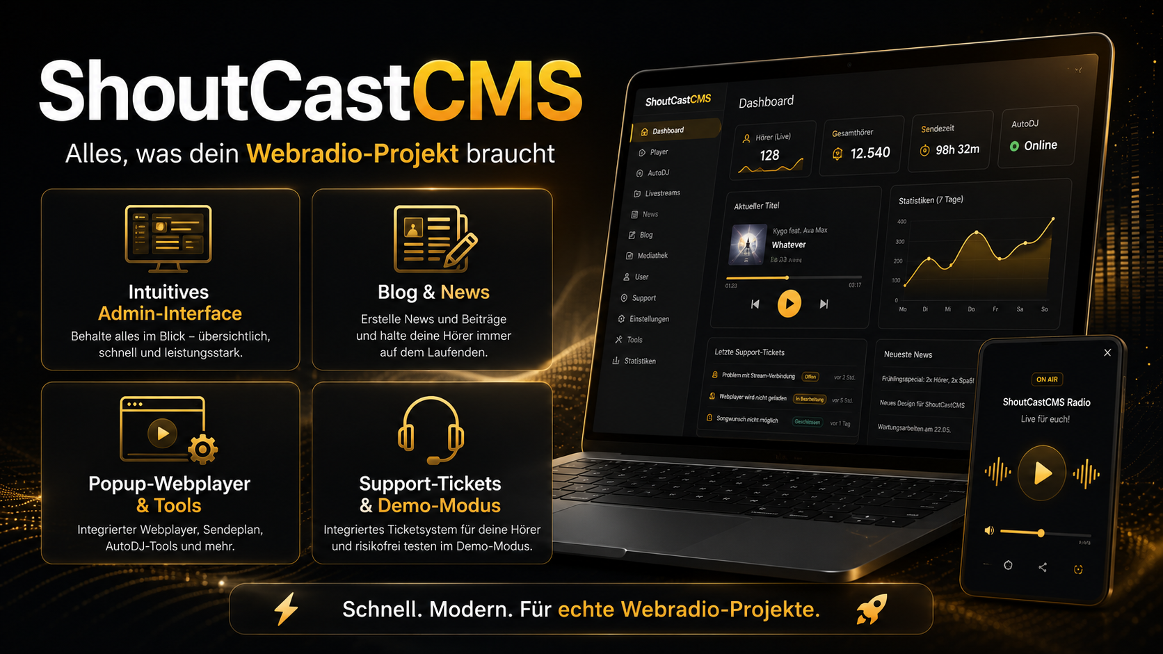 ShoutCastCMS Featureübersicht für moderne Webradio-Projekte